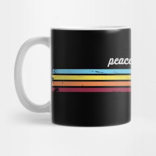 Retro Stripes Peace Love Music Mug